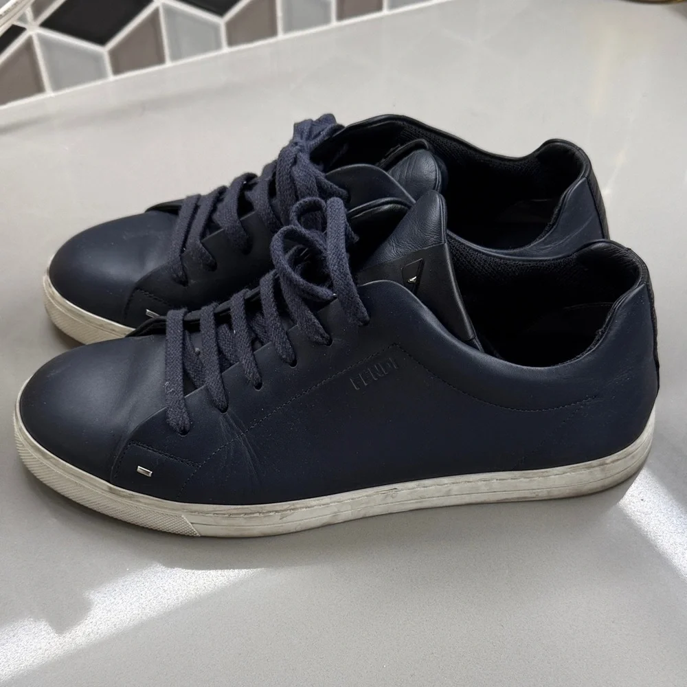 Fendi Men's Dark Blue Leather Sneakers - Picture 2 of 4